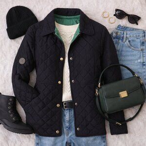 🤍Ralph Lauren Black Quilted Jacket Size M Classic Lightweight Coat